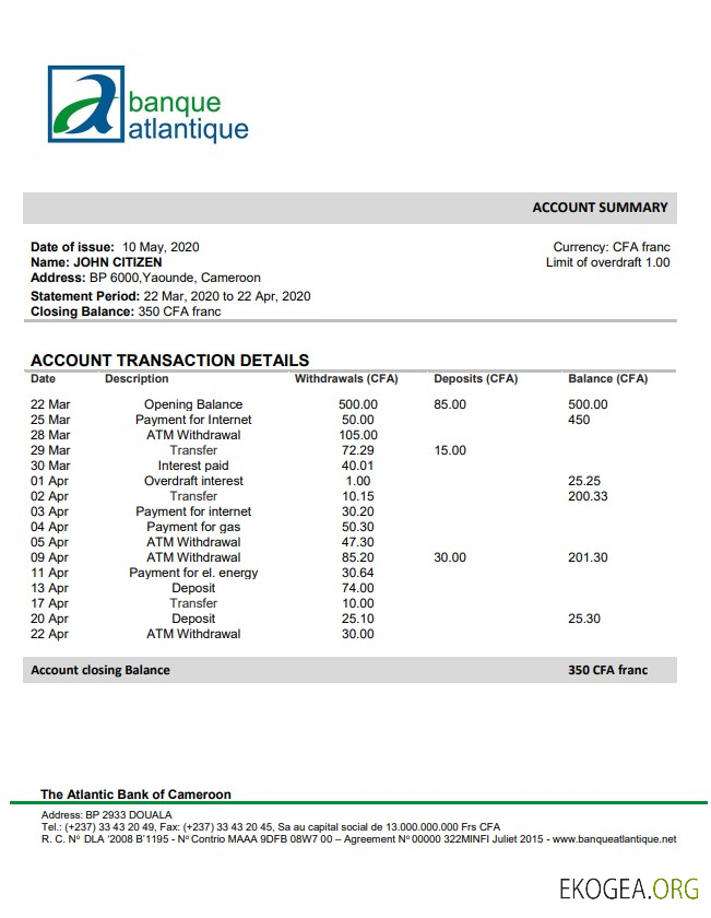 Cameroun La Banque Atlantique du Cameroun 5